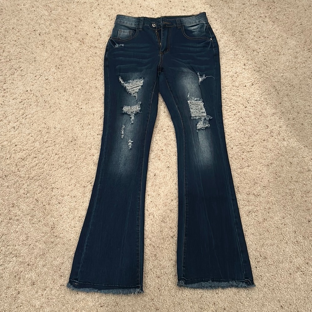 NWOT distressed flare jeans